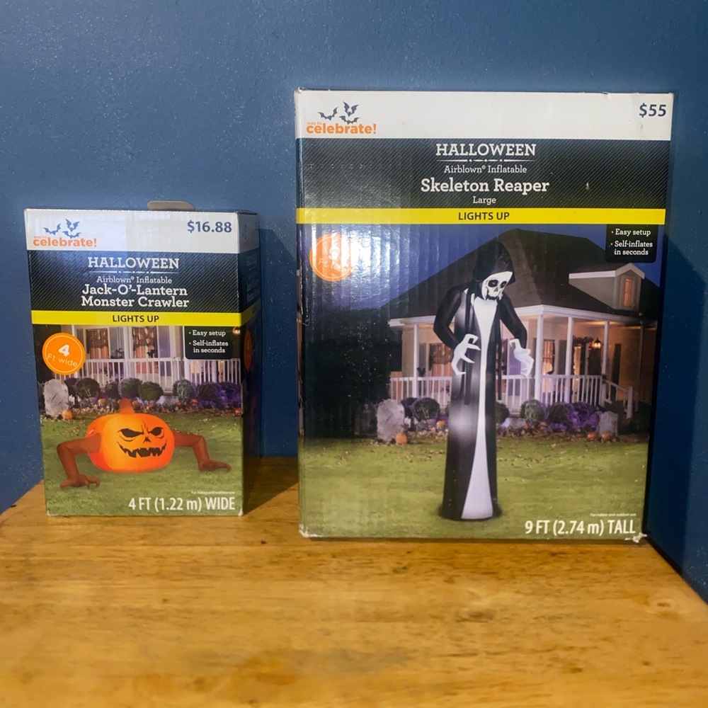 Halloween Inflatable Skeleton Reaper - Black & White